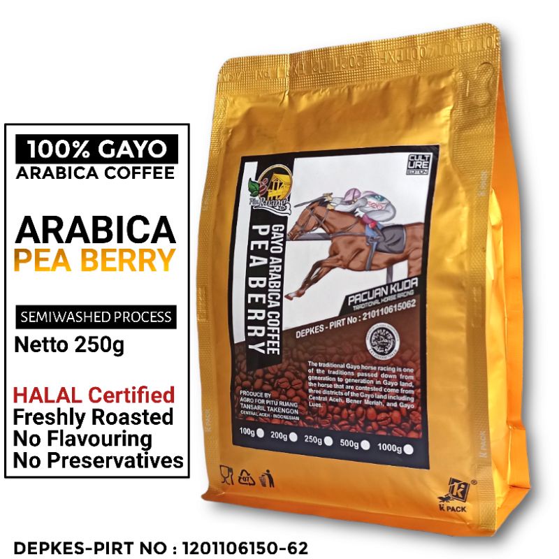 

Kopi Arabika Gayo Aceh Arabica Pea Berry Bubuk (250gr) 100% Asli Kopi Arabika Gayo