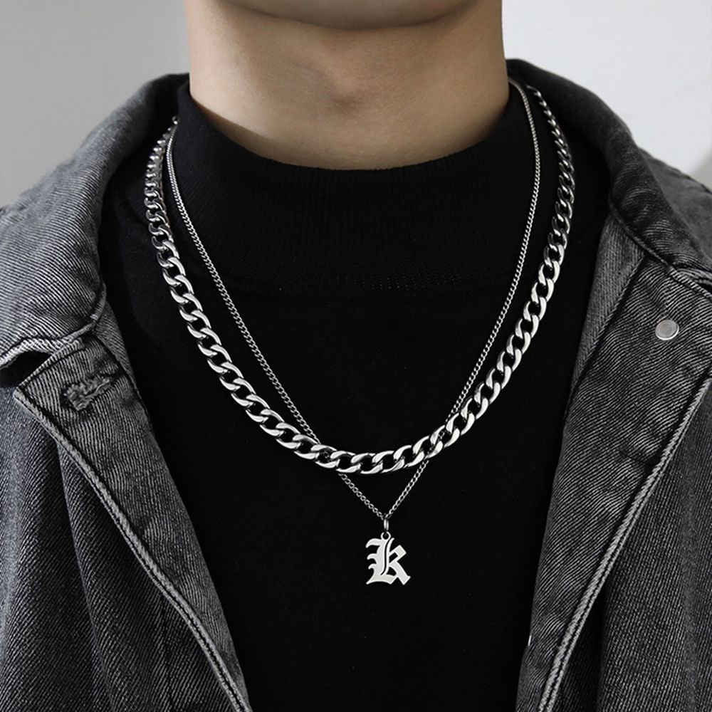 Mxbeauty Kalung Rantai Klavikula Bahan Titanium Steel Tebal Lapisan Ganda Gaya Hip Hop Korea Untuk Pria