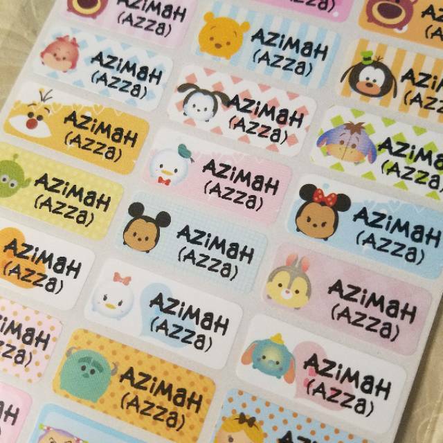 

STICKER LABEL NAMA ANTI AIR - MOTIF TSUM TSUM / WATERPROOF NAME STICKER