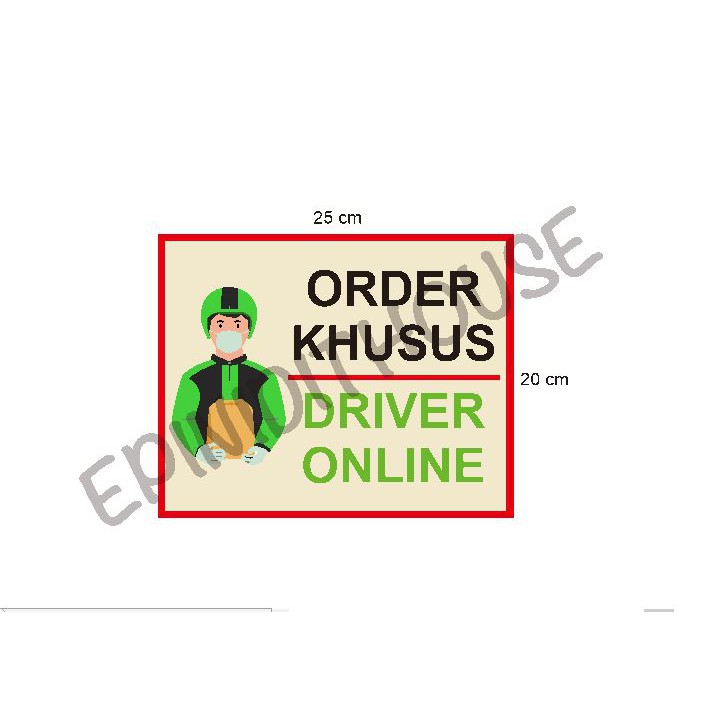 

Stiker Vinyl Order Khusus Driver Online Sign Restoran Makanan Cafe