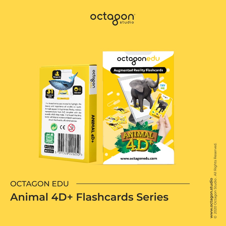 Kartu Animal 4D+ / Flash Card / Mainan Edukasi Anak (Octagon Studio)