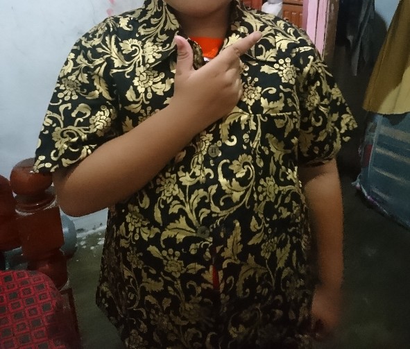 Kemeja Batik Anak Bakung Mutiara Gold/hem Anak Lengan Pendek Laki-laki Usia 1-10 Tahun