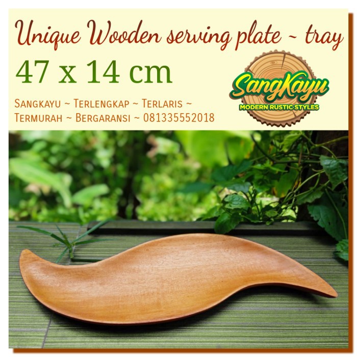Piring nampan kayu unik 47x14cm wooden Serving Plate tray piring saji