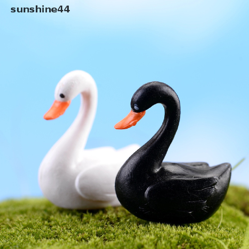Sunshine Miniatur Angsa Warna Hitam / Putih Untuk Dekorasi Taman