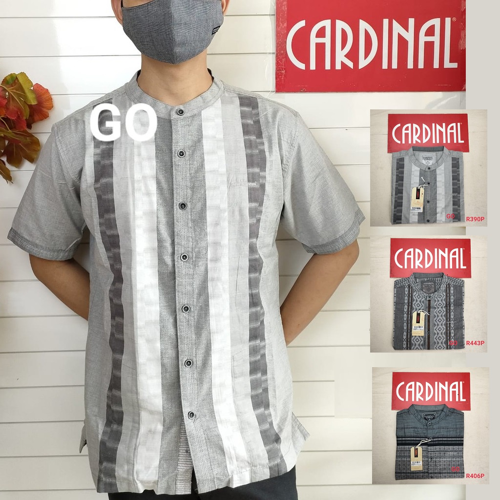 BB CARDINAL KEMEJA KOKO Taqwa Pakaian Pria  Baju Muslim Kekinian Original Lengan Pendek Salur