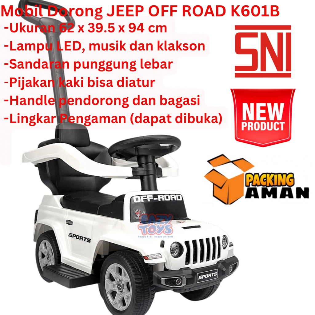 Mobil Anak Bisa Dinaiki Jip Off Road Mainan Mobil Dorong Anak Fitur Lampu Musik K601/ K601B