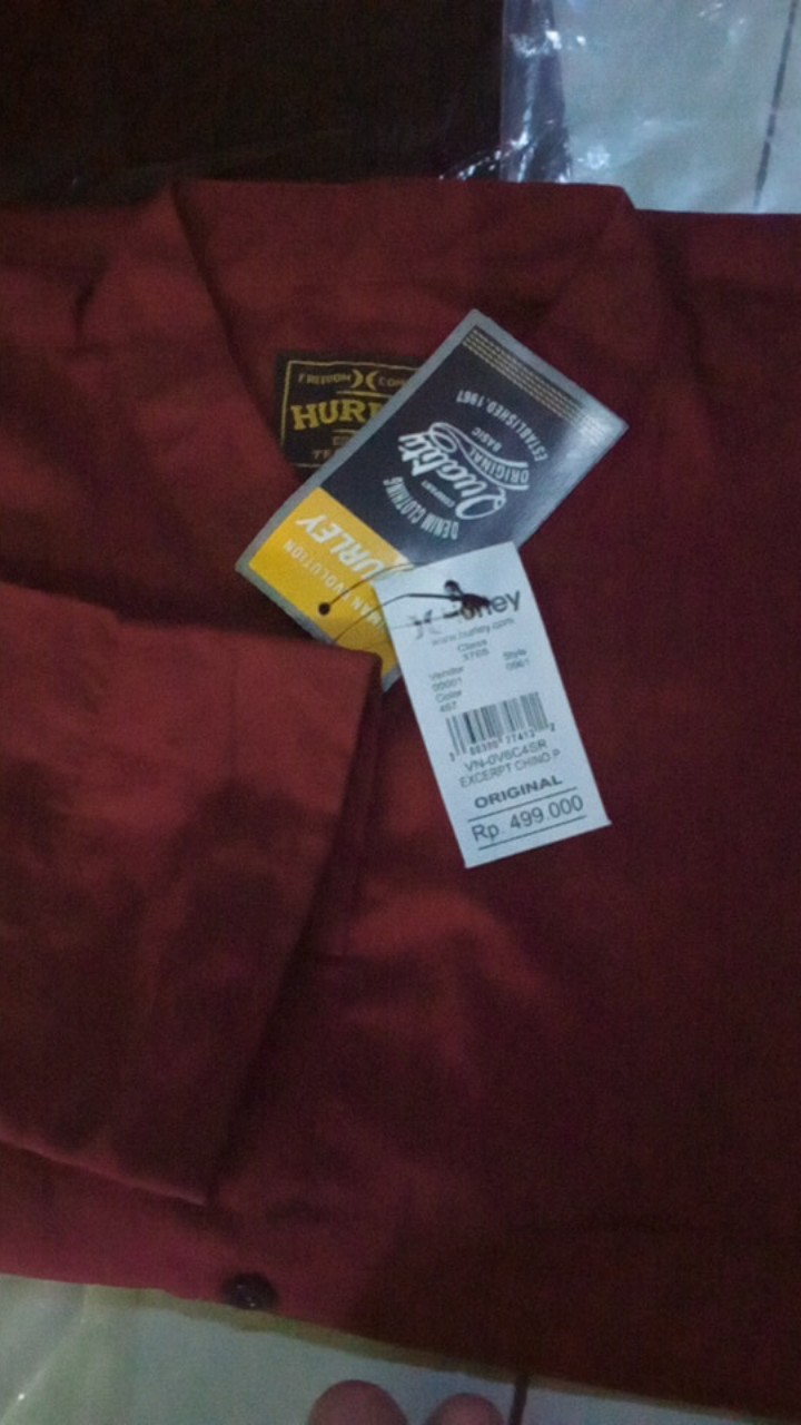 Kemeja Polos Pria Lengan Panjang Hurley Slimfit Baju Kerja