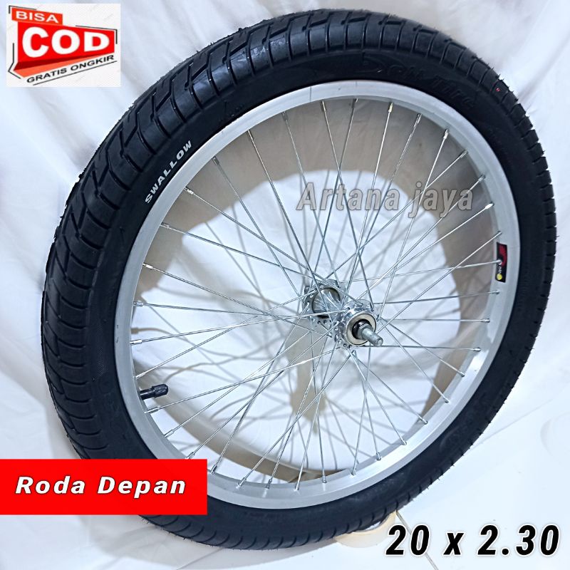 Roda sepeda 20 x 2.30 torpedo fullset siap pakai depan belakang universal sepeda 20in