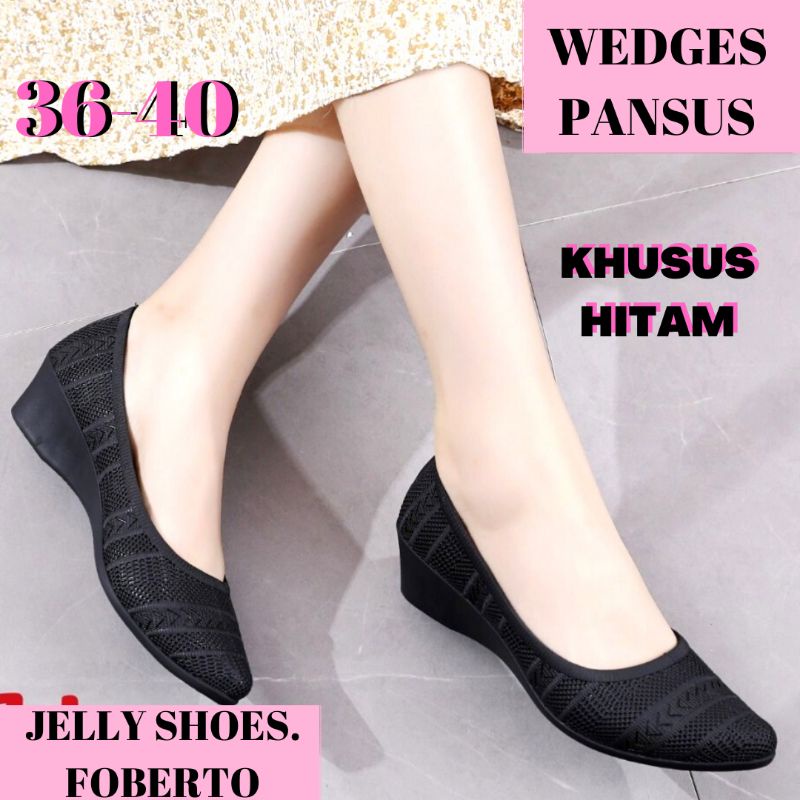 ( COD ) SPATU SEPATU JELLY SHOES JELLYSHOES WEDGES PANSUS KERJA CEWE CEWEK WANITA IMPOR IMPORT KOREA