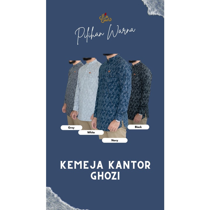 Kemeja Kantor Pria Dewasa Slimfit Model Kemko Motif Ghozi