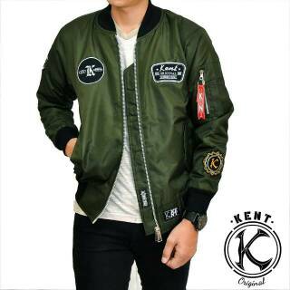 JAKET BOMBER RETRO GREEN ARMY