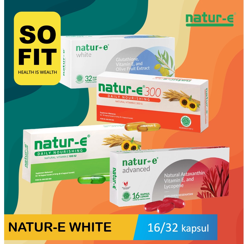 Natur-E Suplemen Kulit 16 - 32 Kapsul SERIES / NATUR E Soft Capsule / Vitamin E