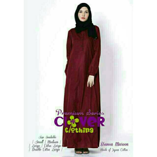 Gamis katun jepang busui frienly polos BIANCA  - ORI Clover Clothing baju menyusui murah