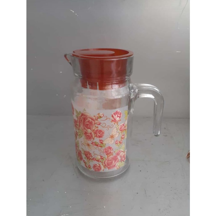 Hampers Cantik Souvenir Teko Kaca Pitcher Set Cantik Drink Set Gelas Kaca Unik Pitcher Kaca Merah Be