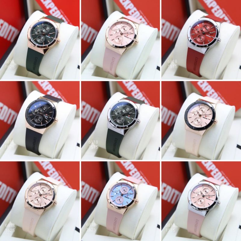 E6818 Rubber || Jam Wanita Expedition E 6818 BF Original