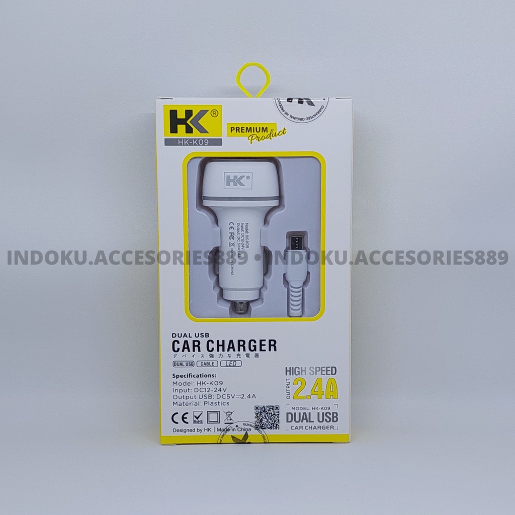 Saver Mobil/Car Charger HK-K08/K09 With Cable High Speed 2.4A