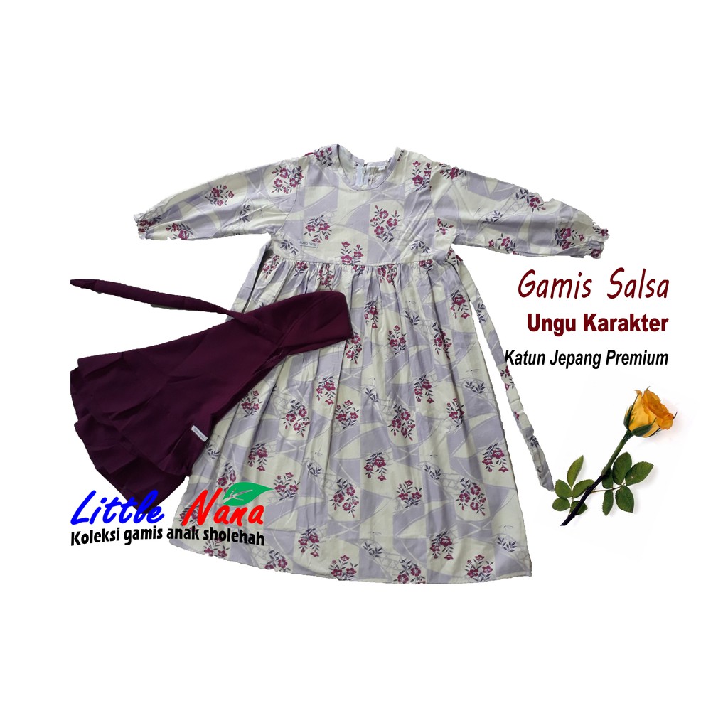 Baju Gamis anak Perempuan Salsa + Katun Jepang Ori (Premium)