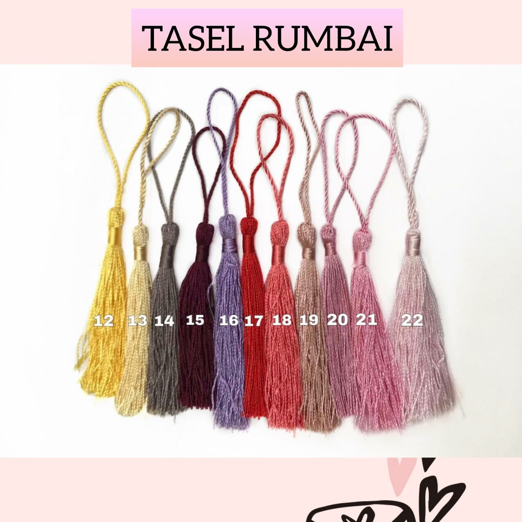 100 PCS  -  RUMBAI TASEL; TASEL HIJAB HARGA UNTUK 1 WARNA