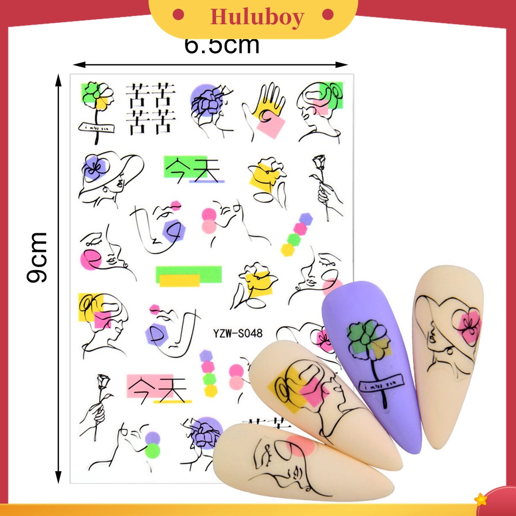 Huluboy Huluboy♡ 3 Pcs Stiker Kuku 3D Multifungsi Tahan Lama Warna Alpukat Untuk Wanita