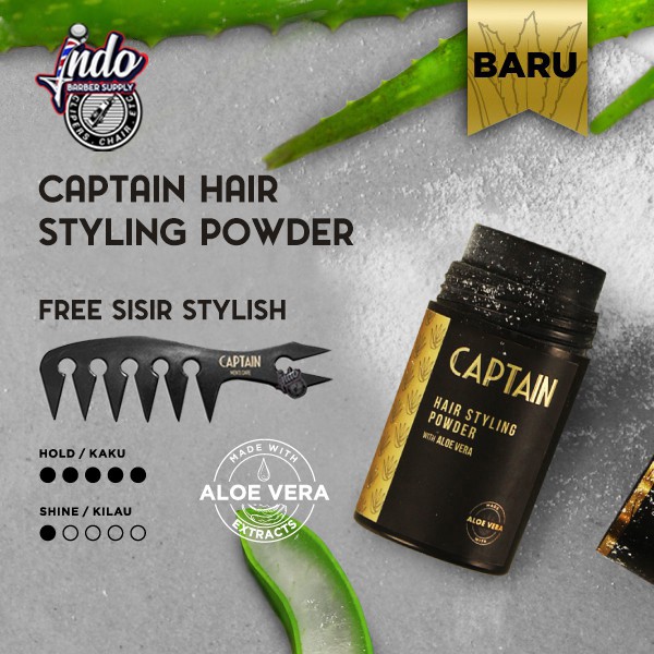 Captain Hair Powder with Aloe Vera / Pengembang Rambut FREE SISIR