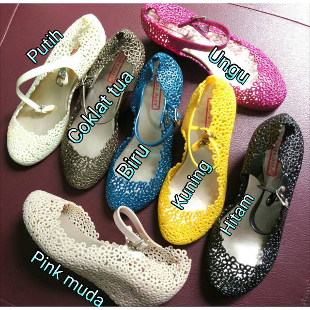 jelly shoes wedges bara bara sepatu wanita karet import 2601