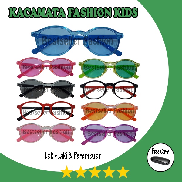 Kacamata Hitam Anak Gaya Unisex Sunglasses Kacamata Anak Laki Laki dan Perempuan Frame Warna Warni Lensa Multi Warna Korean Style FREECASE