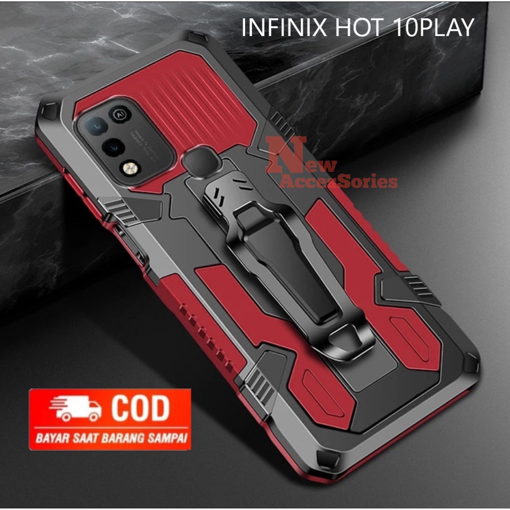CASE SOFTHARD UNTUK HP INFINIX HOT 10PLAY CASE STANDING BACK KLIP ROBOT MURAH INFINIX HOT 10 PLAY