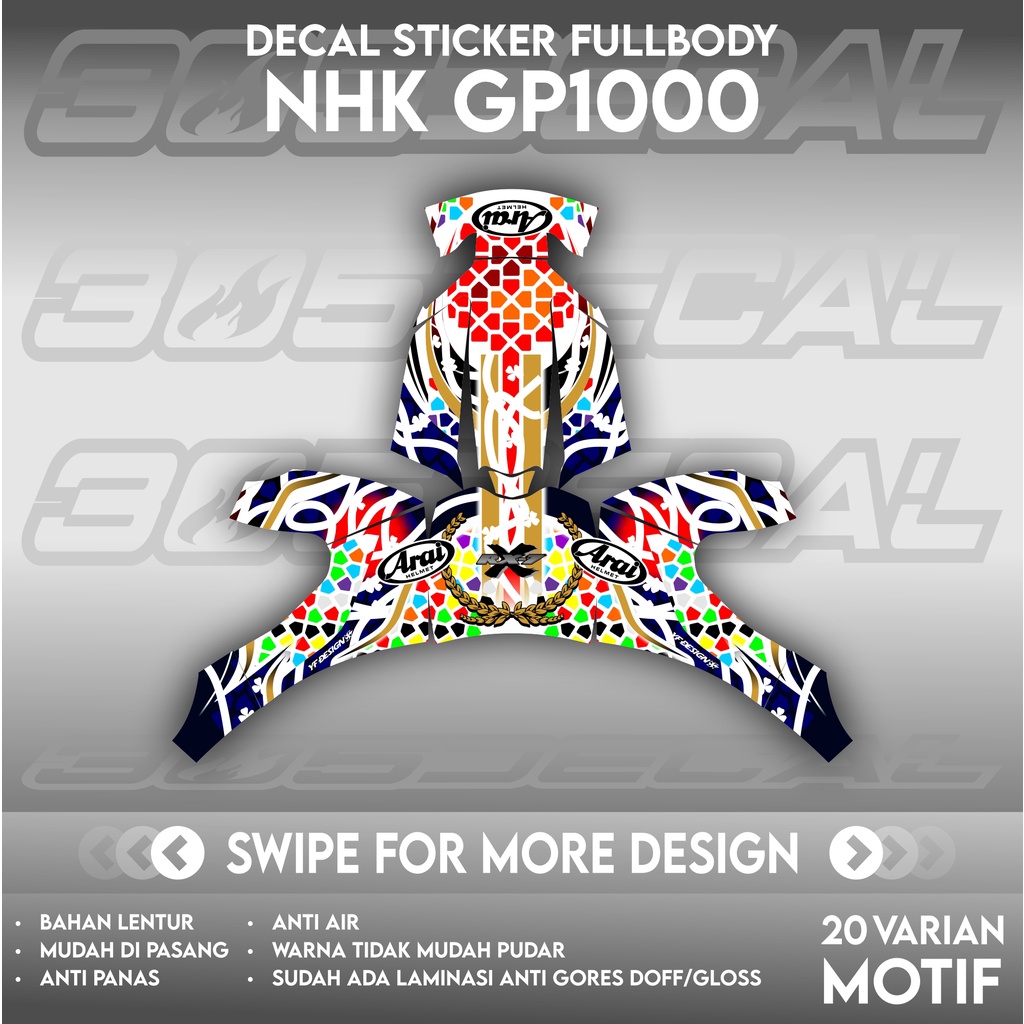 Sticker Decal Helm NHK GP1000 Motif arai gp1 | DECAL HELM | DECAL HELM FULL BODY