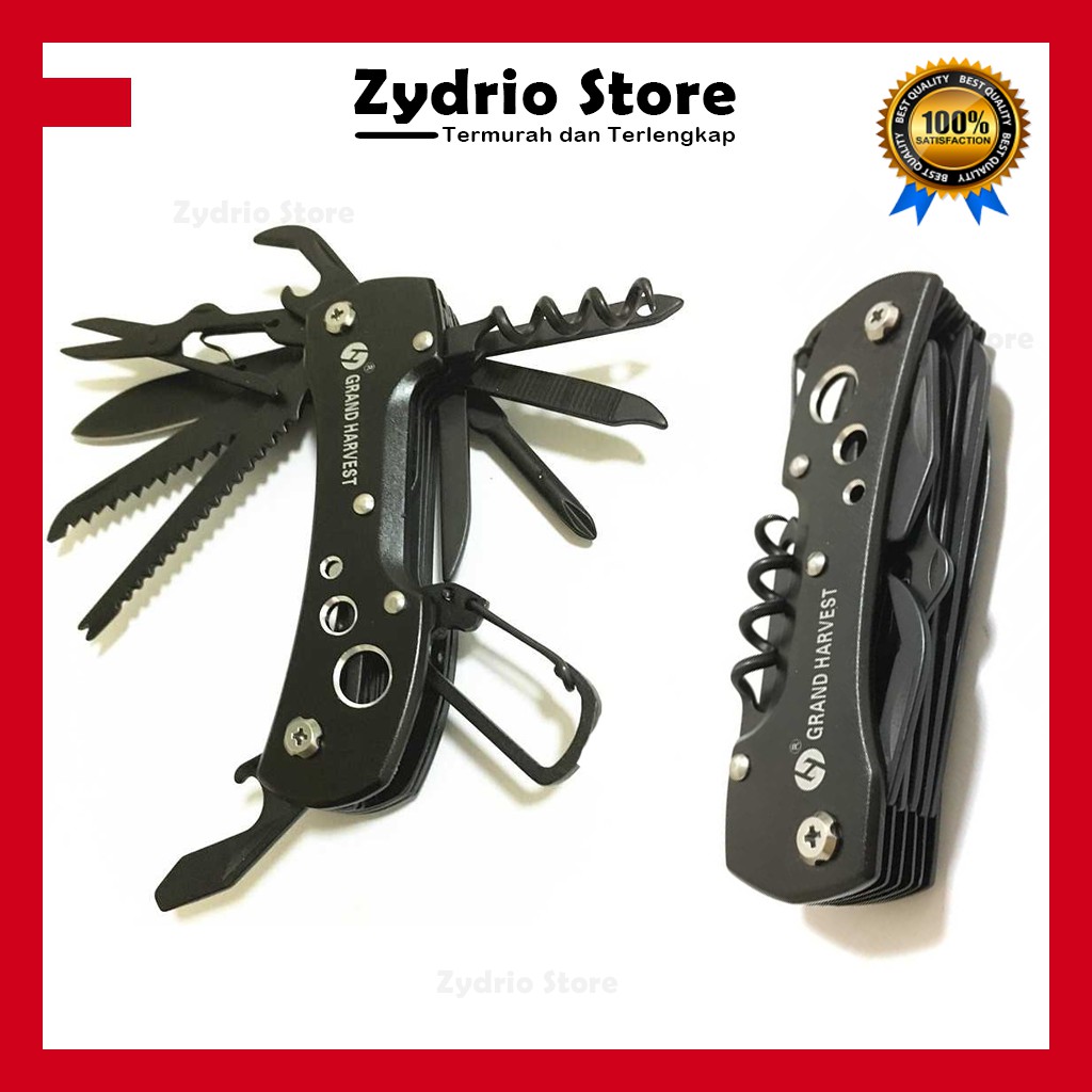 14 In 1 SET Pisau Saku Lipat Camping Knife Swiss Army EDC Survival