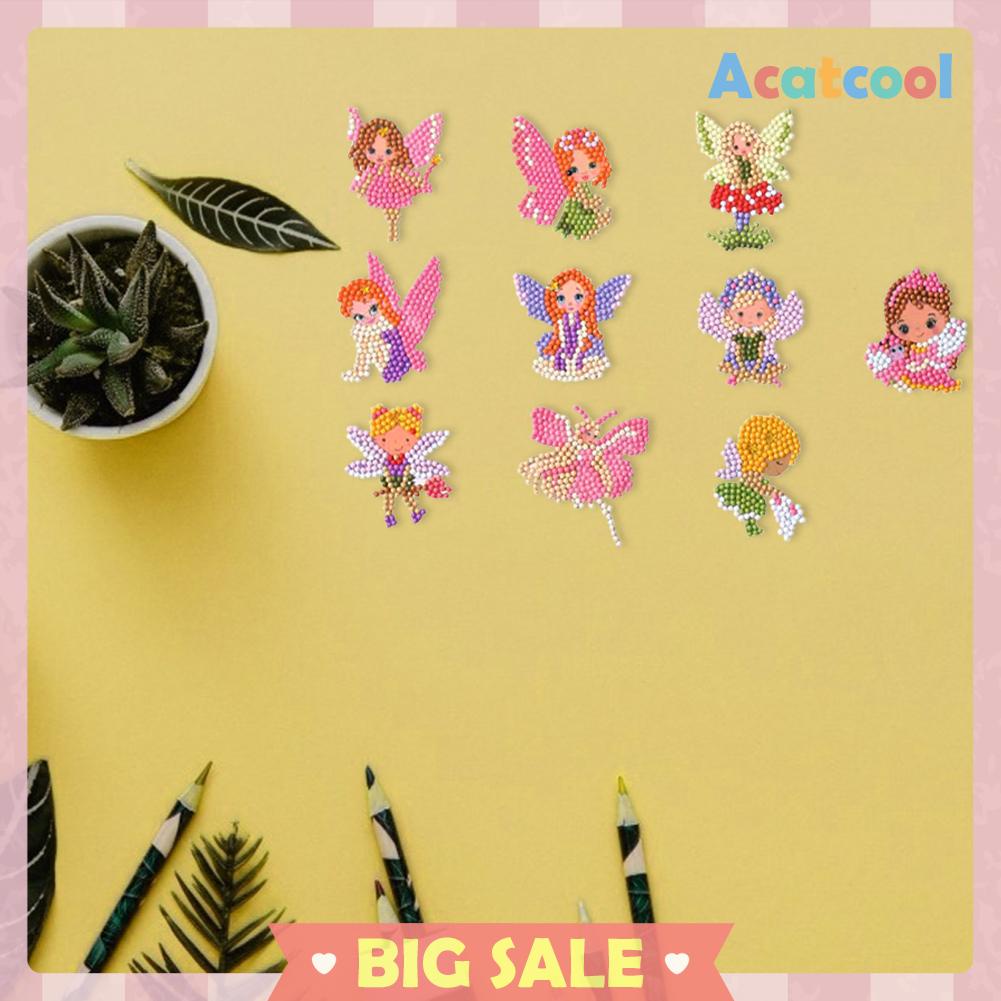 Stiker Puzzle Lukisan Diamond Full Drill Diy Desain Kartun Peri Untuk Anak