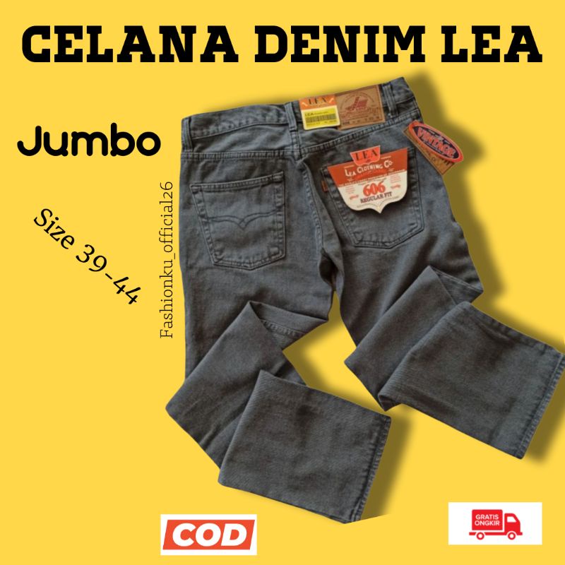 Jeans lea jeans jumbo big size gemuk jeans pria besar jeans abu 39 40 41 42 43 44 bayar di tempat