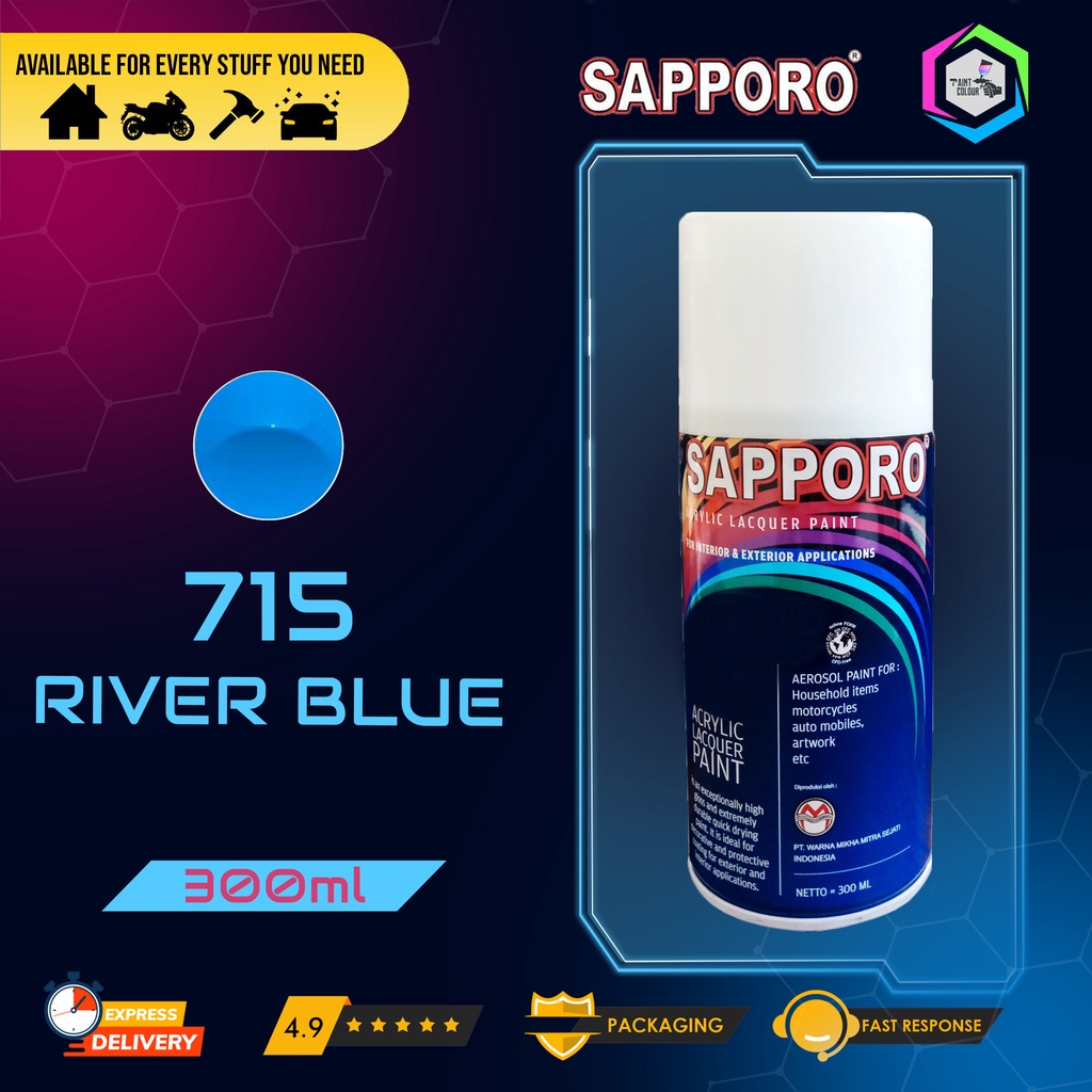 Cat Semprot SAPPORO Paint - 715 RIVER BLUE Helm/Motor/Gundam/Body