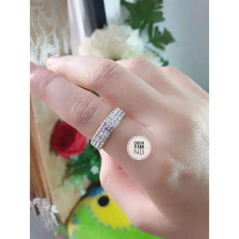 Fourfashion Cincin palladium titanium berlian xuping wanita N13042010
