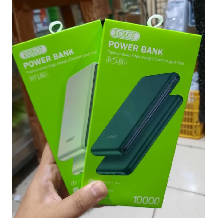 PowerBank ROBOT 10000mah RT180 Dual Input Port Type C &amp; Micro Original Garansi Resmi