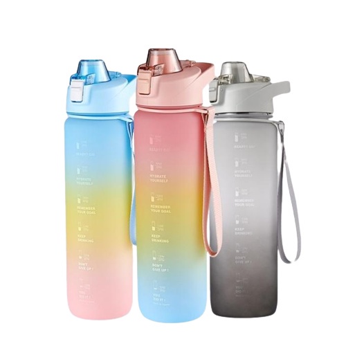 BOTOL MINUM 1 LITER BOTOL MINUM RAINBOW KOREA VIRAL BOTOL MINUM MOTIVASI FREE STICKER 2D DAN 3D