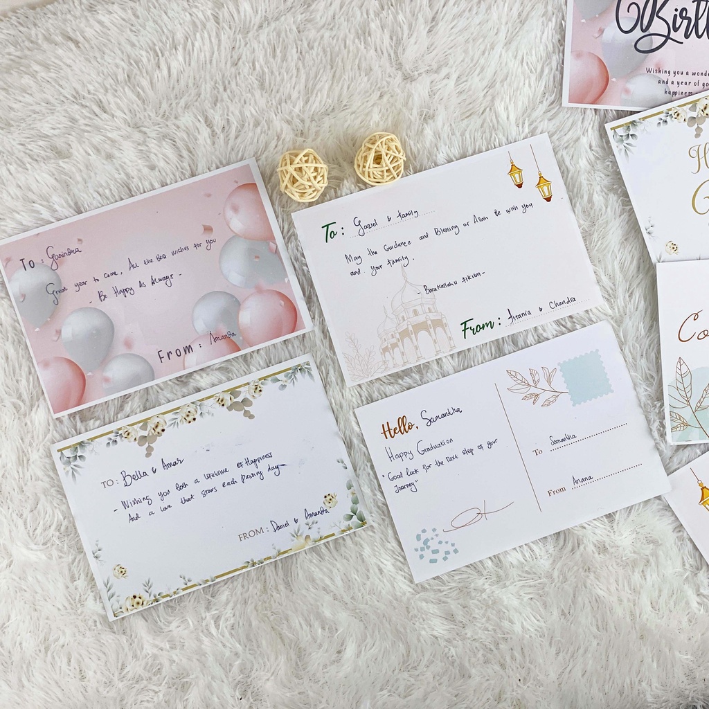 Kartu Ucapan Custom (Request Tulis Tangan) Greeting Card Gift Card Motif Tebal