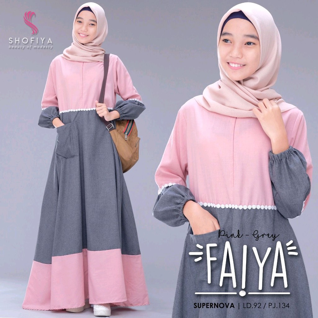 FAIYA DRESS Bahan Supernova Pakaina Wanita Gamis Panjang Terusan Gamis Wanita Dress Mulim Terbaru