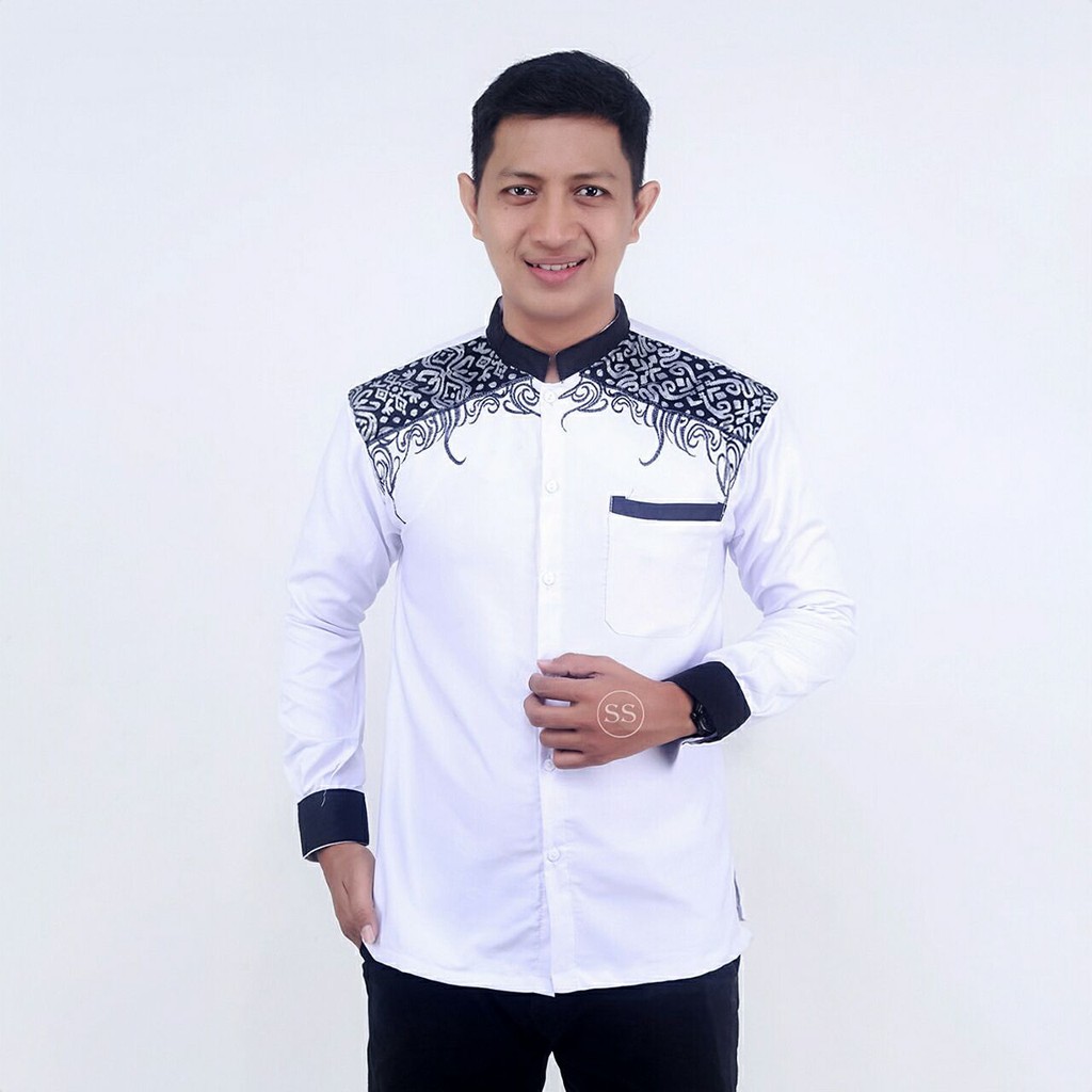 Baju koko bordir lengan panjang modern/Koko batik lengan panjang/Baju koko pekalongan/Batik wulan