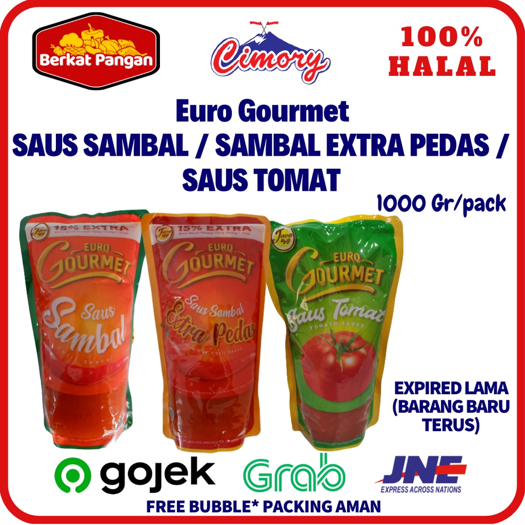 EURO GOURMET Saus Sambal / Saus Sambal Extra Pedas / Saus Cabe / Saus Tomat 1kg [ISI EXTRA 15%]