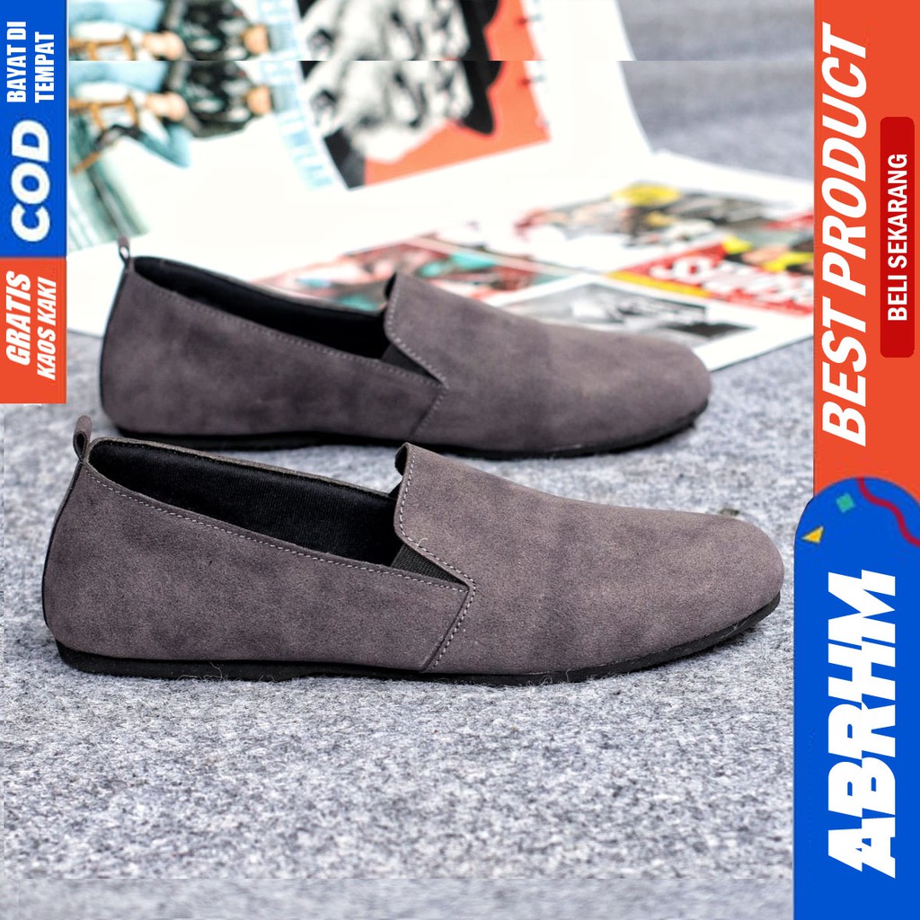 ABRHM X CHORD Sepatu Slip On Pria Sepatu Casual Pria Kulit PU AntiSlip Cowok/Cowo Sepatu Pria Casual