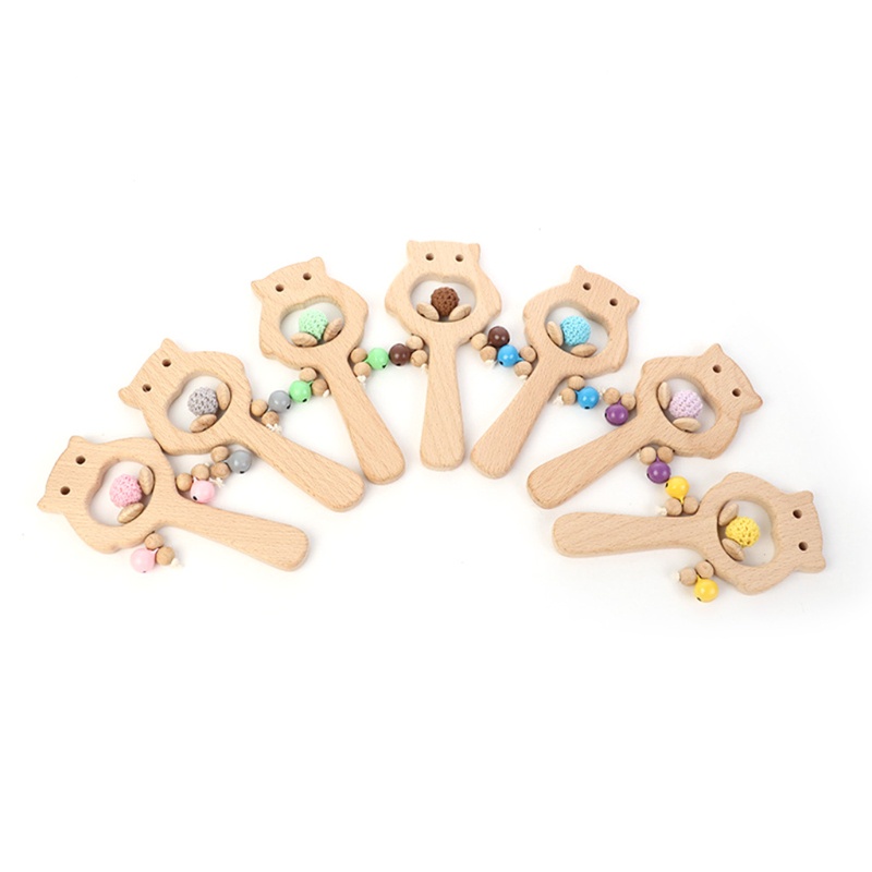 Mary Mainan Teether Bayi Bentuk Burung Hantu Bahan Kayu