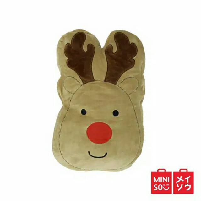 Miniso Official Bantal Kepala Rusa Deer Head Pillow Untuk Tidur Hadiah Natal Anak