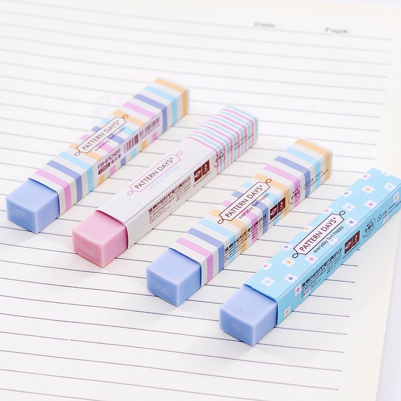 Penghapus Pensil Bahan Karet Warna Permen Motif Garis Untuk Stationery Sekolah / Kantor
