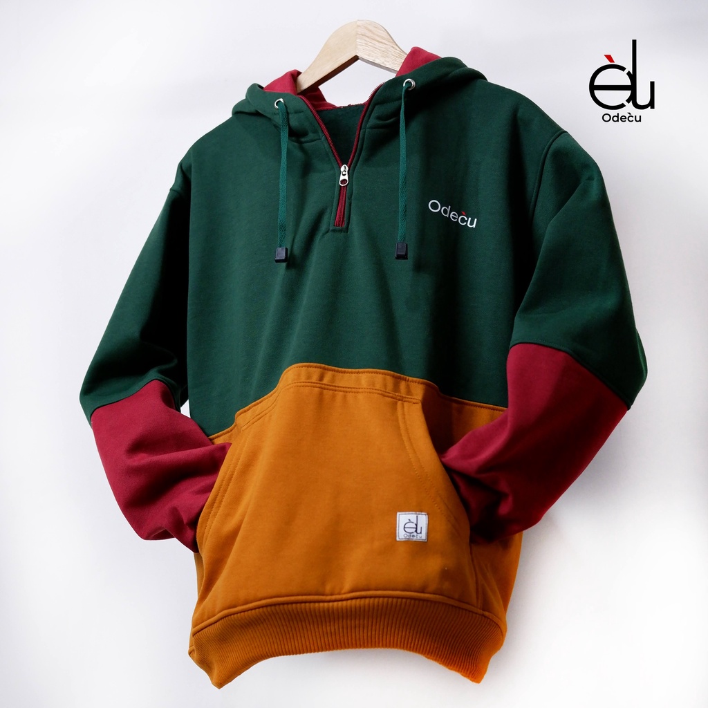 ODECU PREMIUM HOODIE MIX COLOR NMD JOTOL MAROON DARK MUSTARD SWEATER OVERSIZE WANITA PRIA