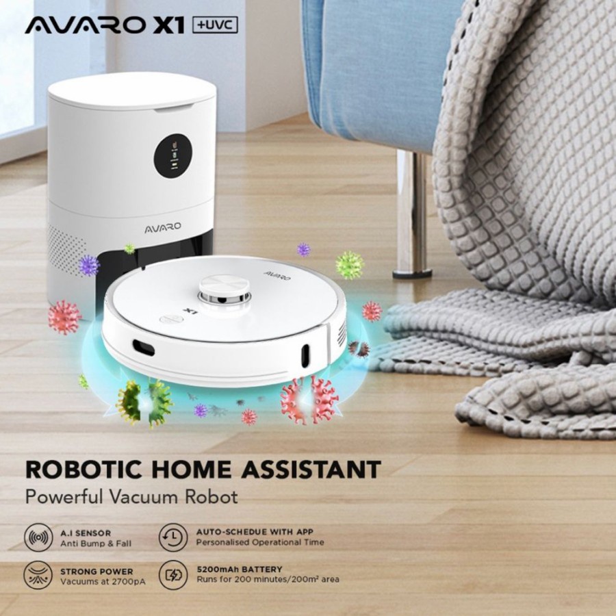 AVARO X1 Robot Vacuum Cleaner Mop Sapu pel Penyedot Debu