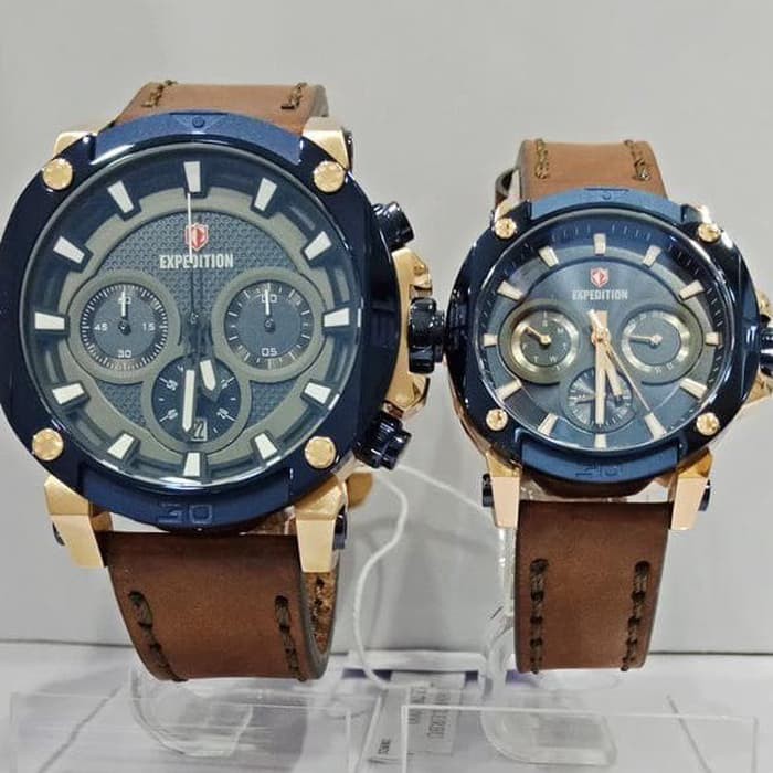 Jual JAM TANGAN EXPEDITION ORIGINAL COUPLE E-6606 ROSEGOLD BIRU COKLAT Berkualitas