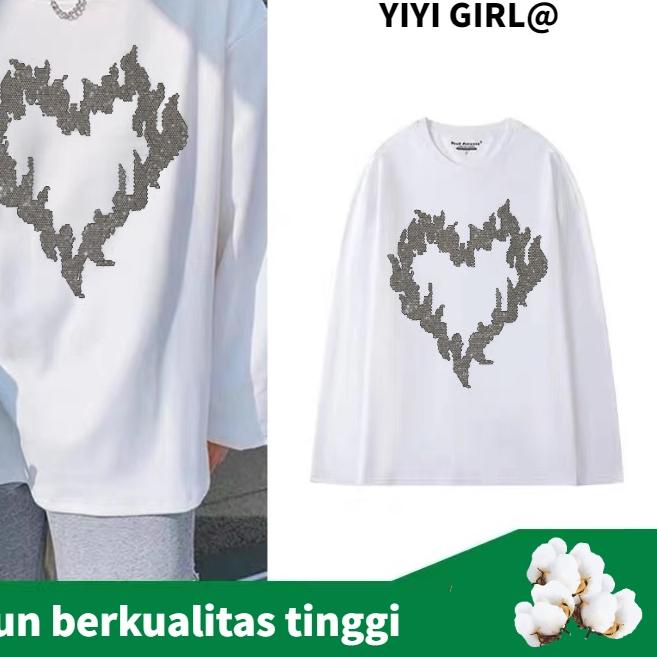 ➯ kaos wanita lengan panjang oversize t shirt black ➱