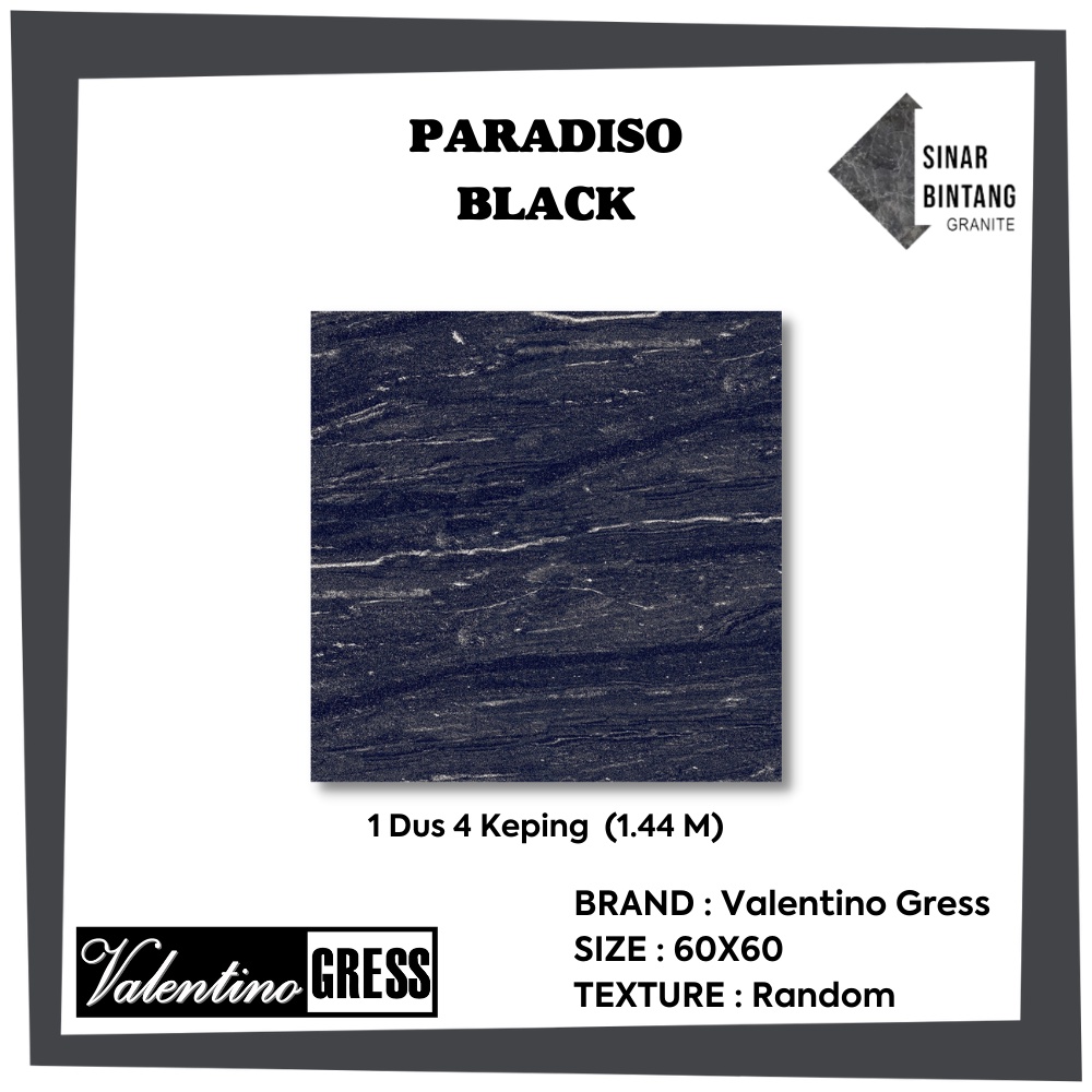 Granit 60 X 60 | Granit Lantai Paradiso Black VALENTINO GRESS