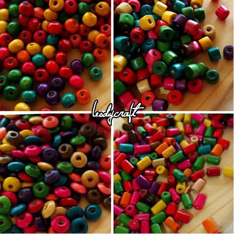 2.2 Best Seller Mote Kayu Warna Warni - Manik kayu Warna - manik kayu Buruan Dapetin