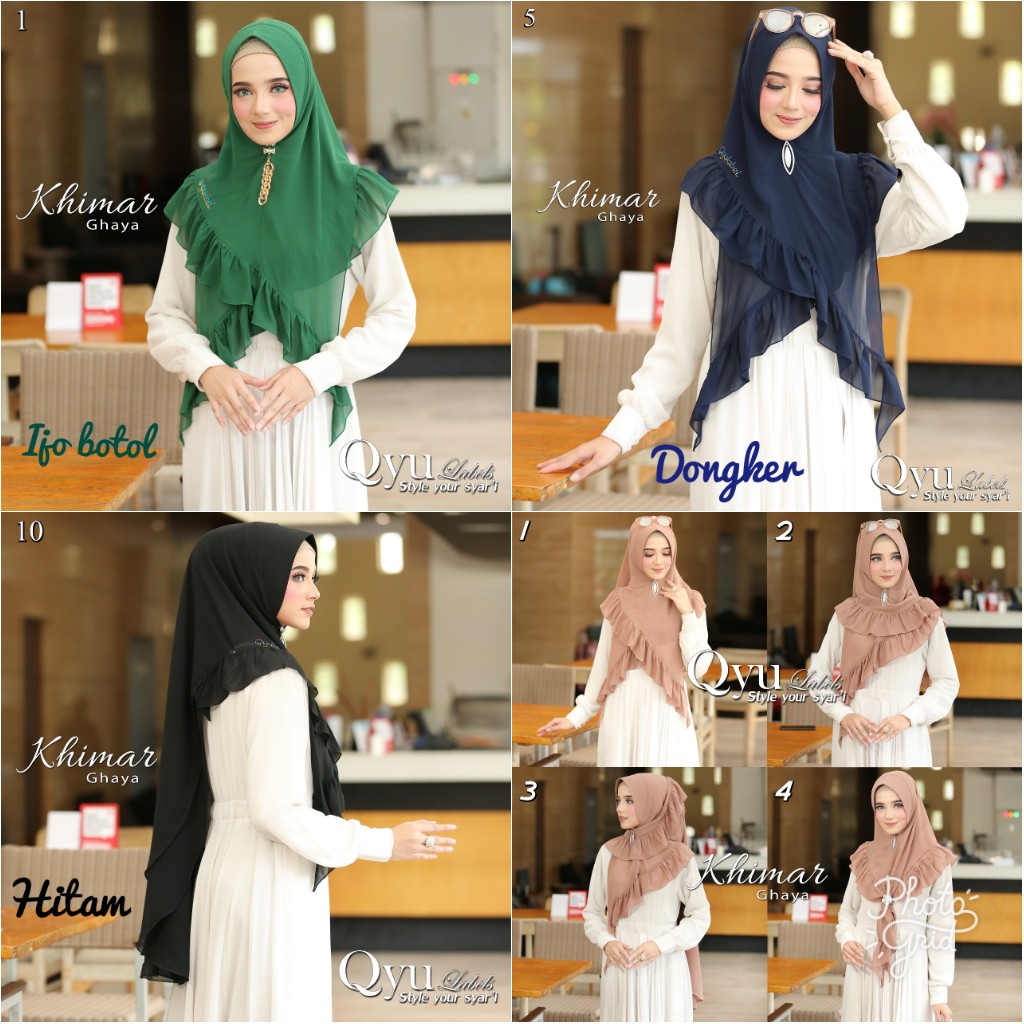 Jilbab Hijab Kerudung Khimar Ceruty CerutI  Babydoll Pet Ped Pad Antem Instan Terbaru Navy Ghaya By 